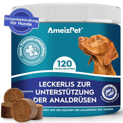 AmeizPet Analdrüsen Leckerlis für Hunde, Verdauungssnacks, 120 Stück, weiche Kausnacks