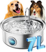 oneisall Trinkbrunnen für Hunde 7L, Edelstahl mit LED und Filter – Wasserspender mit Sichtfenster