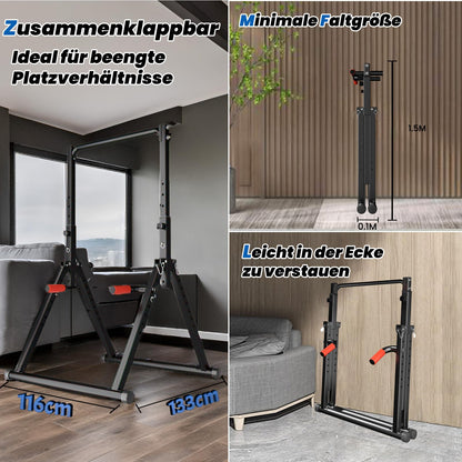 DOBESTS Faltbar Power Tower 011 Dip Station Klimmzug - Schwarz