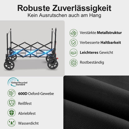 Sekey S4018 XXL Faltbarer Bollerwagen mit Dach – Schwarz für Kinder