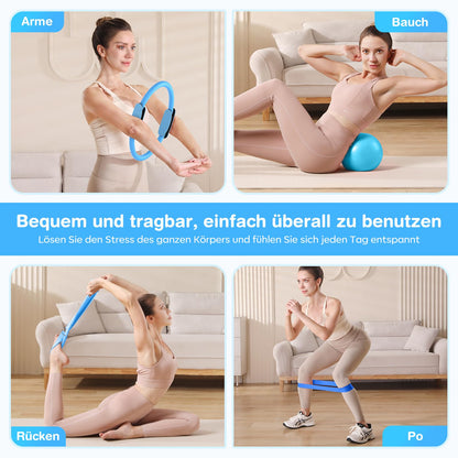 Vanlgs Pilates Set 13-teilig mit Ring, Ball und Widerstandsbändern