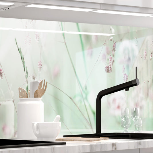 StickerProfis WILDBLUMENWIESE Küchenrückwand selbstklebend. Rechteckige Folie mit farbenfrohem Wildblumenwiesen-Motiv. Schützt Küchenwände als Spritzschutz.