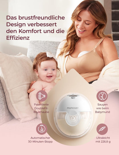 Momcozy M5 Milchpumpe elektrisch, App-Steuerung, Doppelpumpe, Grau