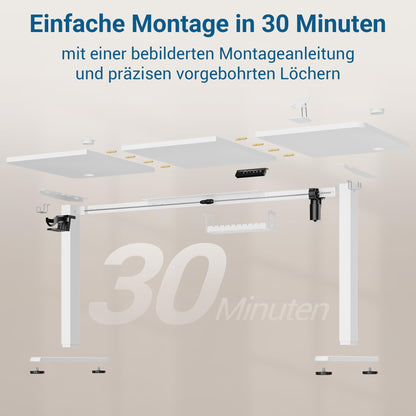VFU Elektrischer Steh-Sitz Schreibtisch 140x60 USB-C Weiss Pro