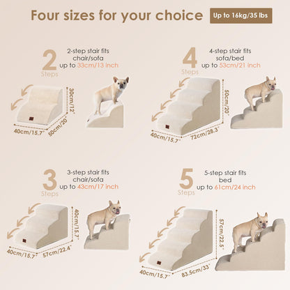 EHEYCIGA Hundetreppe 4 Stufen, Haustiertreppe aus Schaumstoff, Beige