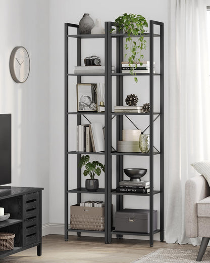 VASAGLE Bücherregal LLS101B56, 6 Ebenen, 30 x 40 x 186 cm, schwarz