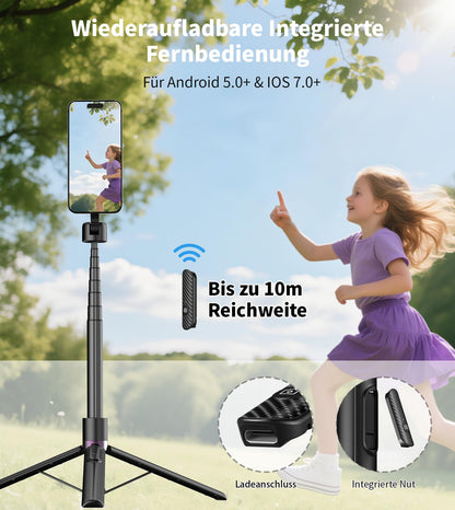 TONEOF Selfie Stick Stativ, magnetisch, MagSafe, 173 cm, schwarz