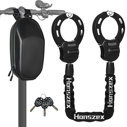 Honszex Scooter Lock Handschellenschloss für E-Scooter und E-Bike mit Stahlkette und Gummihülse