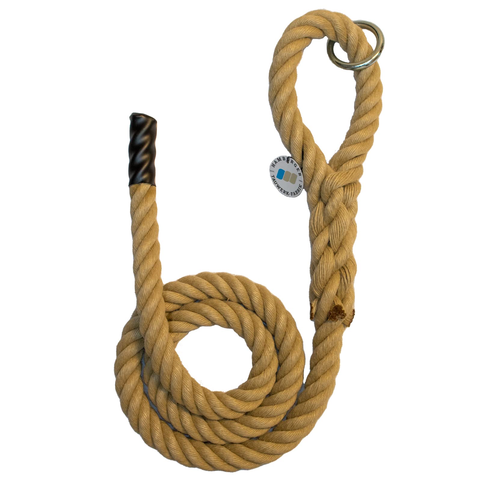 Hamburger Tauwerk-Fabrik Kletterseil Polyhanf 30 mm, 2 m mit Ring, Kunsthanf-Tauwerk