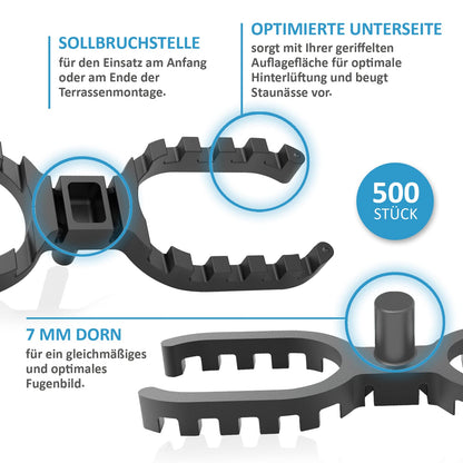 My Plast Terrassen-Abstandhalter - 7mm Fugenbreite, 900 St., offen geriffelt