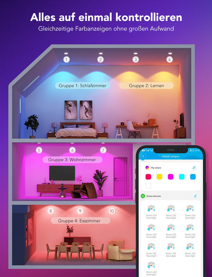 Govee Smart LED Einbaustrahler RGBWW 120mm - 4er Set