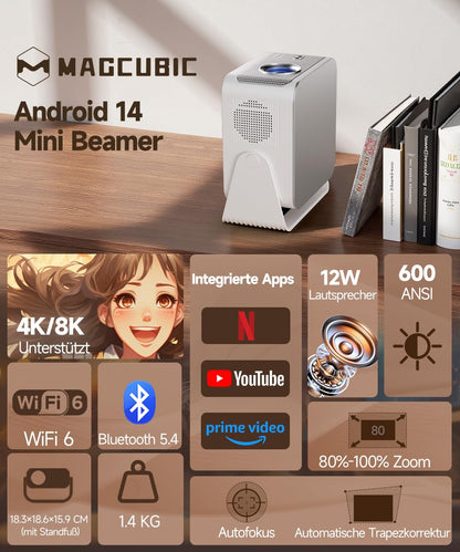 Magcubic HY350MAX Mini Beamer Full HD, WiFi 6, Bluetooth 5.4