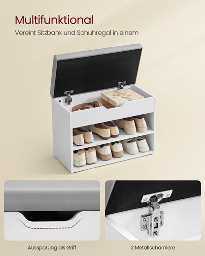 VASAGLE Schuhbank LHS020W01, Sitzbank mit Stauraum, wolkenweiss