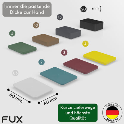 FUX 160 Unterlegplatten Abstandshalter Kunststoff Set 60x40 mm