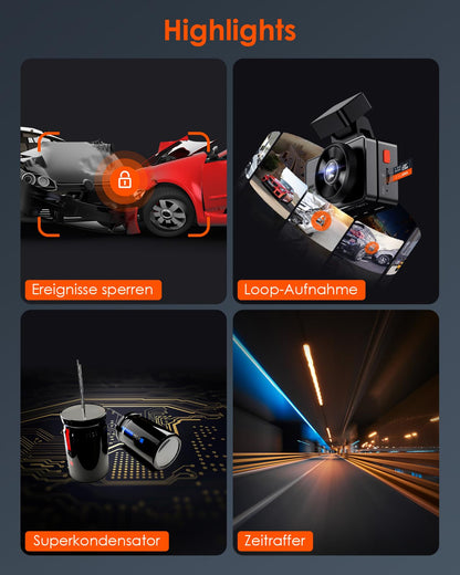 VANTRUE E2 Dual Dashcam 2.7K vorne und hinten, WLAN, GPS, Nachtsicht