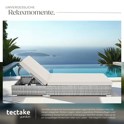 tectake 2er Lounge Sonnenliegen Set Plus Tisch - Hellgrau
