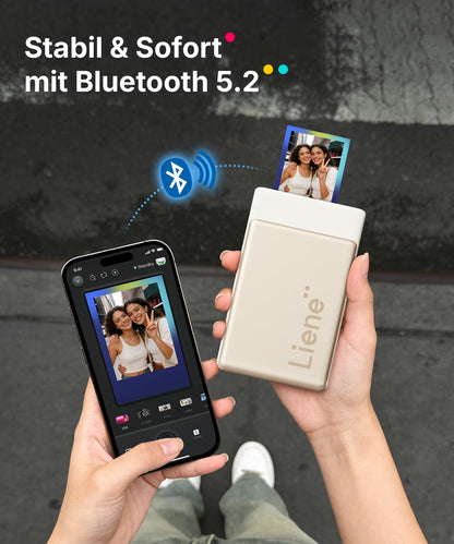 Liene Pearl N200 Pro Mini Fotodrucker mit 50 Fotos und 5 Farbbändern