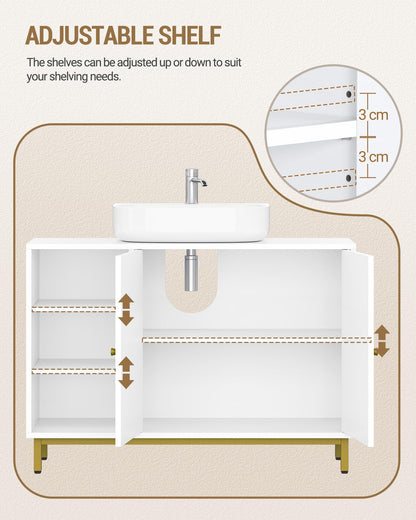 Hzuaneri Waschbeckenunterschrank Badezimmer Weiss BC09803G