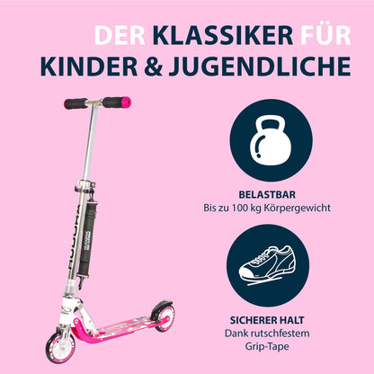 HUDORA BigWheel 125 Cityroller Aluminium faltbar – Pink