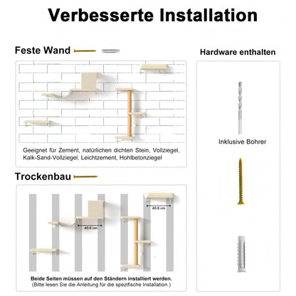 FUKUMARU Katzen Kletterwand Set Multiplex 10-teilig - Beige