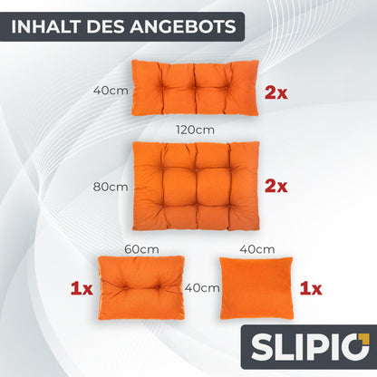 SLIPIO Palettenkissen Set 6-teilig Wetterfest - Orange