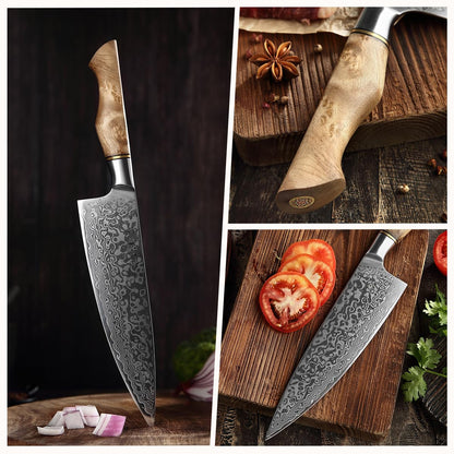 HEZHEN Kochmesser Gyuto Professional 21cm Damaststahl