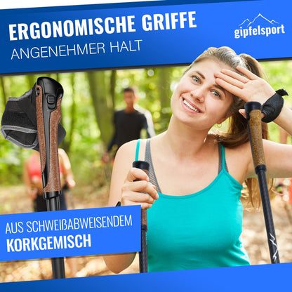 gipfelsport Nordic Walking Stöcke Carbon, verstellbar 77-120 cm