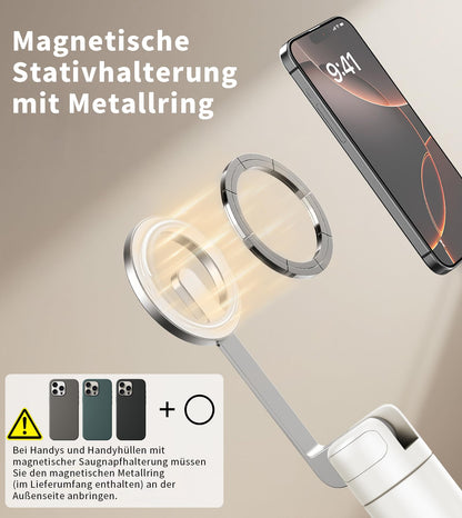 TONEOF CX609 Magnetisches Selfie-Stick-Stativ, 173 cm, Beige-Grau