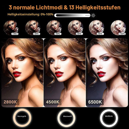 GerTong Ringlicht mit Stativ, 11,5 Zoll LED-Ringleuchte RGB dimmbar