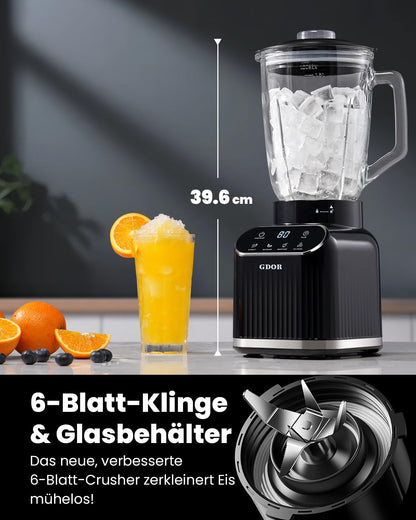 GDOR 1200W Standmixer - 1.5L Glas & To-Go Kombi