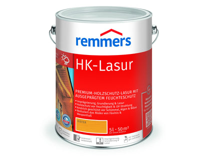 Remmers HK-Lasur 3in1 Holzlasur Aussen, Kiefer, 5 Liter – Holzschutz für Zäune, Carports und Gartenhäuser