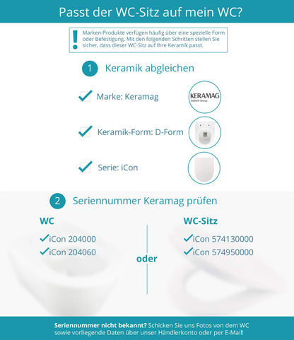 Calmwaters WC Sitz Keramag iCon D-Form Absenkautomatik Weiss