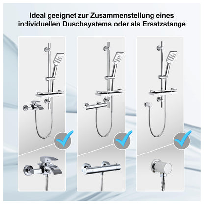 Görbach Brausestangen-Set mit Handbrause, Edelstahl, 70 cm, Chrom
