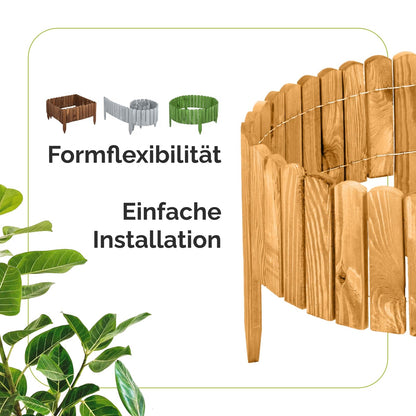 Garronda Rasenkante aus Holz GD-0046, flexibles Rollborder 200 x 20 cm