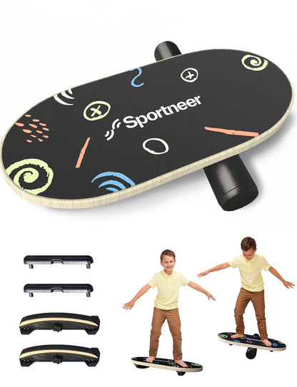 Sportneer Balance Board für Kinder, Wobble Board mit Rolle aus Birkenholz