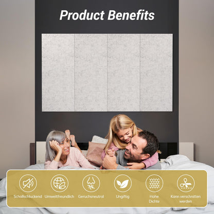 TONOR Akustikpaneele selbstklebend 120x60cm – 8er Set Weiss