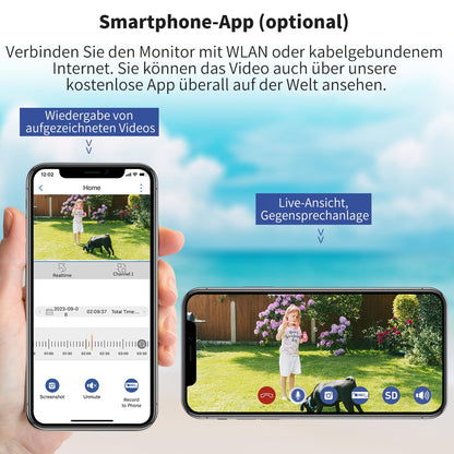 SecuFirst 2K Überwachungskamera Aussen Set – 7 Zoll Monitor, Ohne WLAN