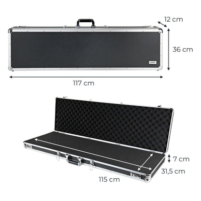 HMF Alu Waffenkoffer Langwaffen Schwarz – Rasterschaumstoff
