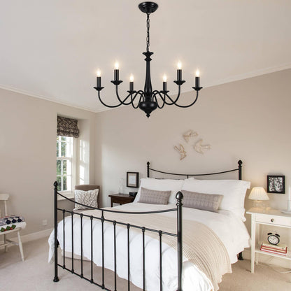 QAREHL Vintage Kronleuchter - Schwarz 6-flammig E14