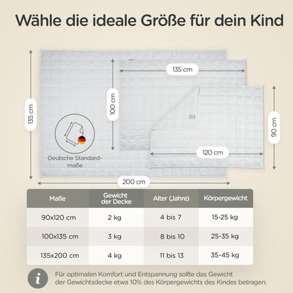 LUNOVA Gewichtsdecke Kinder 4 kg, 135 x 200 cm, Baumwolle