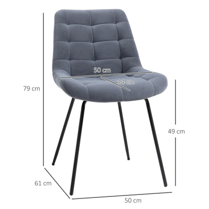 HOMCOM Esszimmerstuhl 2er Set Samt Grau Retro-Design