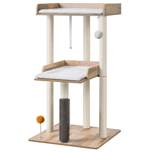FourFurPets Katzenbaum 111 cm, Katzenturm für grosse Katzen, Greige