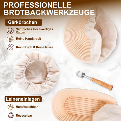 RIZENCE Sauerteig Starter Set mit Gärkörbchen, Brotbackzubehör