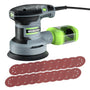 WORKPRO Exzenterschleifer 125 mm, 300 W, 7000–13000 OPM mit Absaugung, Staubbehälter und 20 Schleifpapieren