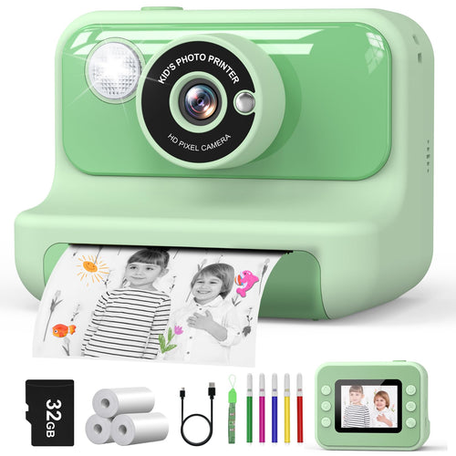 Hangrui H3 Sofortbildkamera für Kinder, 1080P, 32 GB, Grün