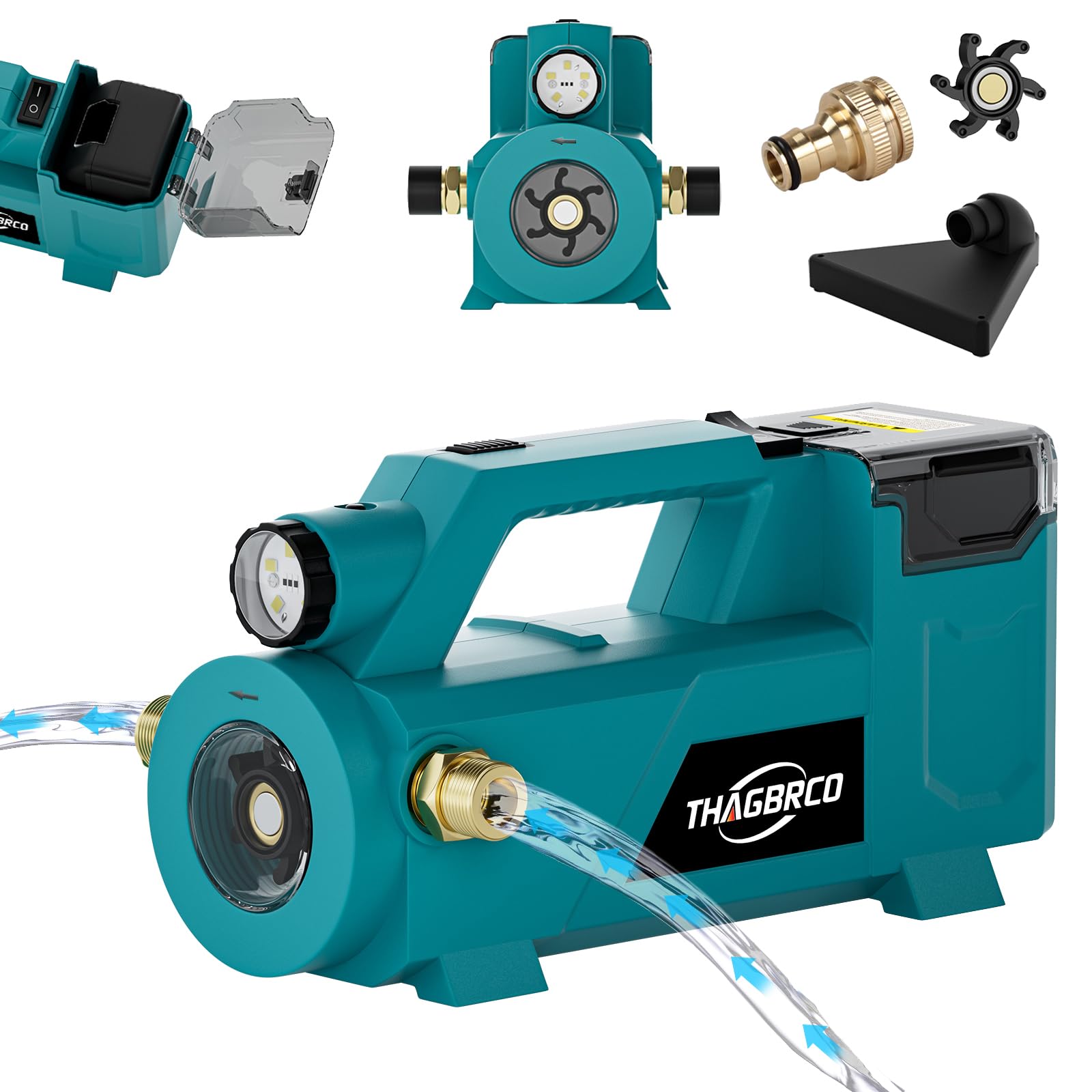 Makita Akku Wasserpumpe 18V Li-Ion selbstansaugend tragbar. Blaue Pumpe. Pumpt Wasser für Entleerung und Umfüllung.