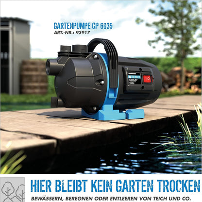 Güde Gartenpumpe GP 6035, 600 W Jet-Pumpe mit 3200 l/h Fördermenge