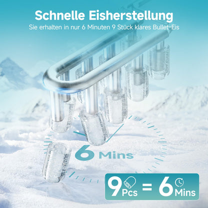 EUHOMY Eiswürfelmaschine Klein, 12 kg/Tag, 2 Würfelgrössen, tragbar