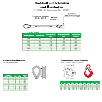 ALFA LOGISTIK Anschlagseil Stahl 12mm 8m mit Haken und Öse
