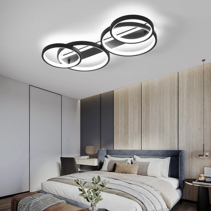 Design Ringform Dimmbar LED Deckenleuchte - 4-flammig Schwarz 86cm